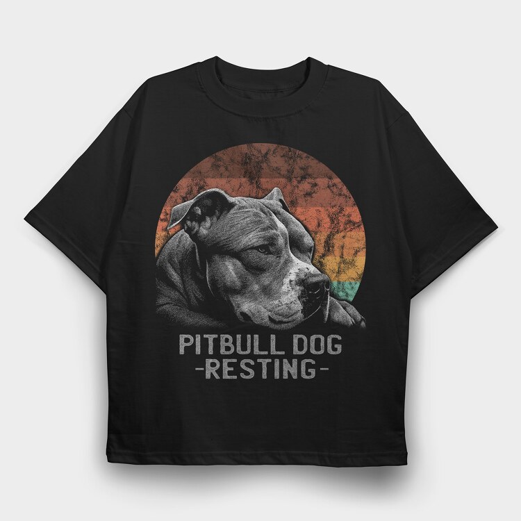 Pitbull Dog Resting, Tricou Oversize Barbati (Unisex)
