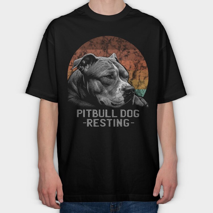Pitbull Dog Resting, Tricou Oversize Barbati (Unisex)