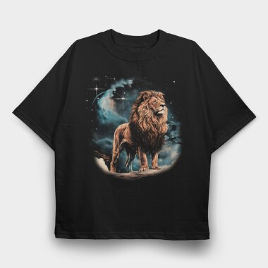 Lion Night Stars, Tricou Oversize Barbati (Unisex)