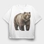 Bear Standing Pose, Tricou Oversize Barbati (Unisex)