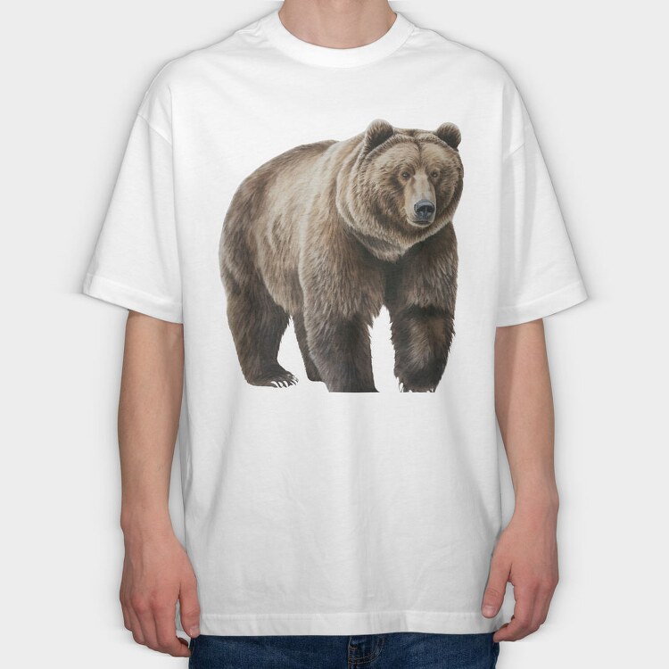 Bear Standing Pose, Tricou Oversize Barbati (Unisex)