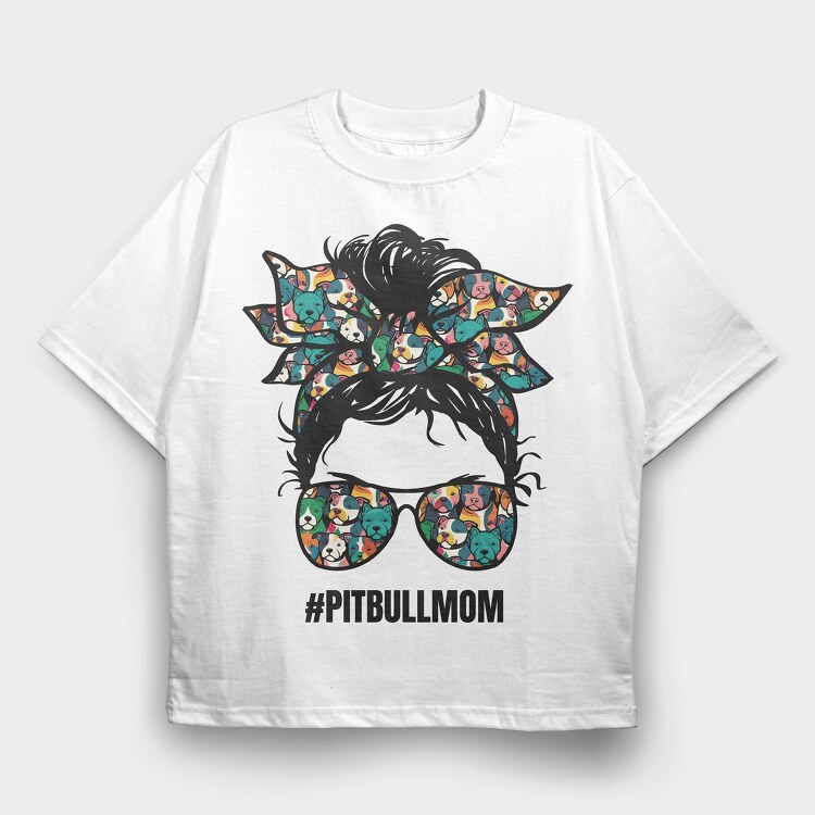 Pitbull Mom, Tricou Oversize Barbati (Unisex)