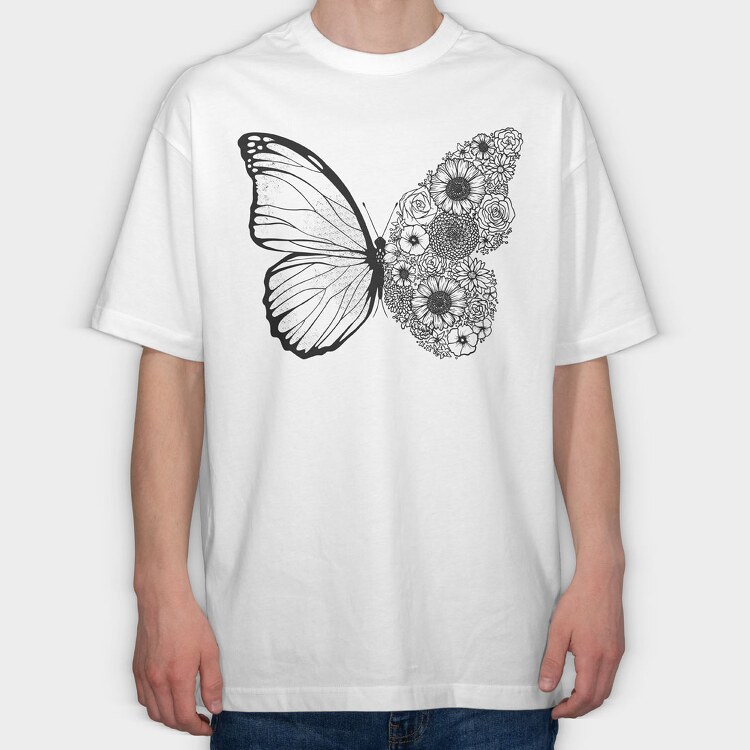 Butterfly Floral Wing, Tricou Oversize Barbati (Unisex)