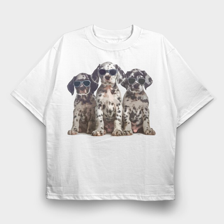 Dalmatas With Sunglasses, Tricou Oversize Barbati (Unisex)