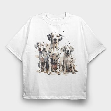 Dalmatian Family, Tricou Oversize Barbati (Unisex)