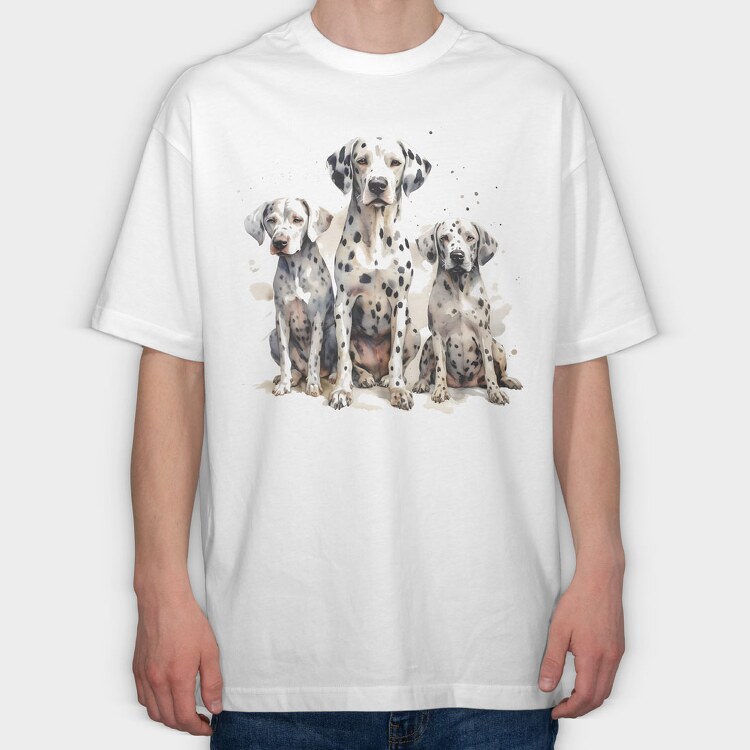 Dalmatian Family, Tricou Oversize Barbati (Unisex)