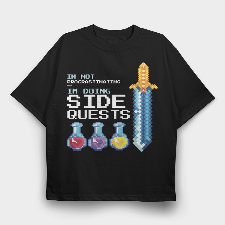 Pixel Side Quests, Tricou Oversize Barbati (Unisex)