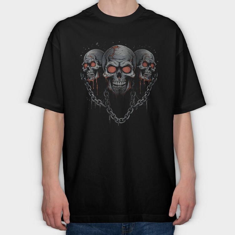 Skulls Chains, Tricou Oversize Barbati (Unisex)