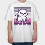 Pixel White Cat, Tricou Oversize Barbati (Unisex)
