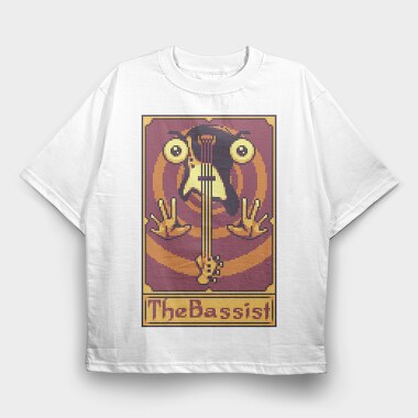 Pixelart Tarot Card the Bassist, Tricou Oversize Barbati (Unisex)
