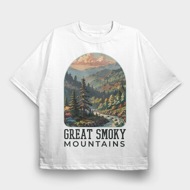 Great Smoky Mountains, Tricou Oversize Barbati (Unisex)