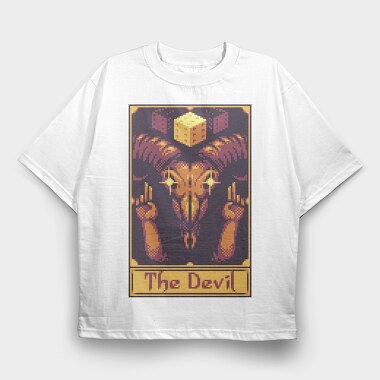 Pixelart Tarot Card the Devil, Tricou Oversize Barbati (Unisex)