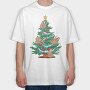 Sloth Christmas Tree, Tricou Oversize Barbati (Unisex)