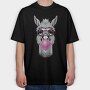 Llama Monochrome Bubblegum, Tricou Oversize Barbati (Unisex)