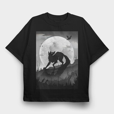 Dark Animals Wolf Silhouette, Tricou Oversize Barbati (Unisex)