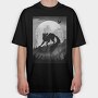 Dark Animals Wolf Silhouette, Tricou Oversize Barbati (Unisex)