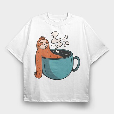 Sloth Coffee Hot Tub, Tricou Oversize Barbati (Unisex)