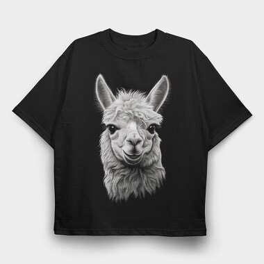Llama Portrait, Tricou Oversize Barbati (Unisex)