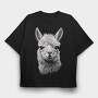 Llama Portrait, Tricou Oversize Barbati (Unisex)