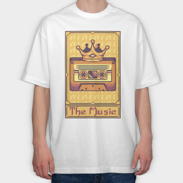 Pixelart Tarot Card the Music, Tricou Oversize Barbati (Unisex)