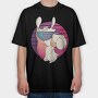 Llama Sunglasses Retro, Tricou Oversize Barbati (Unisex)