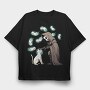 Grim Reaper Cat Lives, Tricou Oversize Barbati (Unisex)
