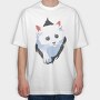 White Cat Box, Tricou Oversize Barbati (Unisex)