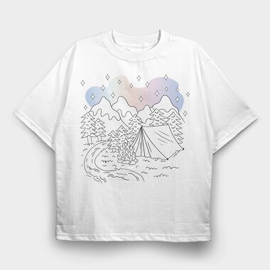 Camping Aurora, Tricou Oversize Barbati (Unisex)