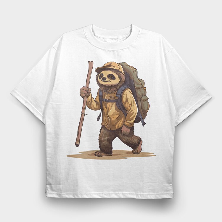 Sloth Hiking, Tricou Oversize Barbati (Unisex)