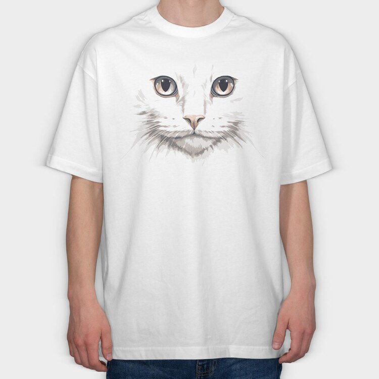 White Cat Portrait, Tricou Oversize Barbati (Unisex)