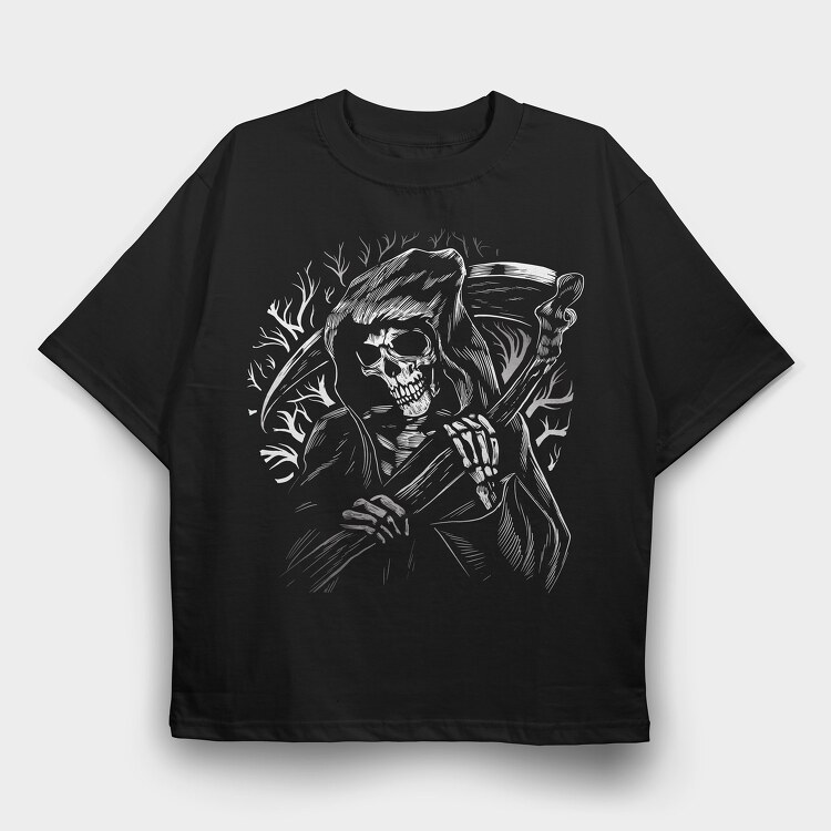 Grim Reaper Scythe, Tricou Oversize Barbati (Unisex)