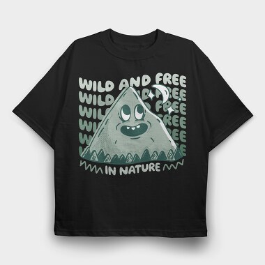 Wild and Free Mountain Cartoon, Tricou Oversize Barbati (Unisex)