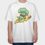 Pizza Brocoli Cartoon, Tricou Oversize Barbati (Unisex)