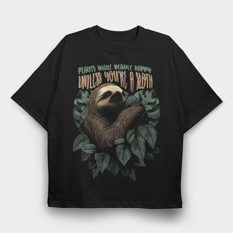 Sloth Plants, Tricou Oversize Barbati (Unisex)