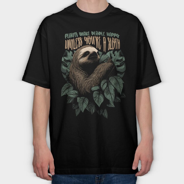 Sloth Plants, Tricou Oversize Barbati (Unisex)