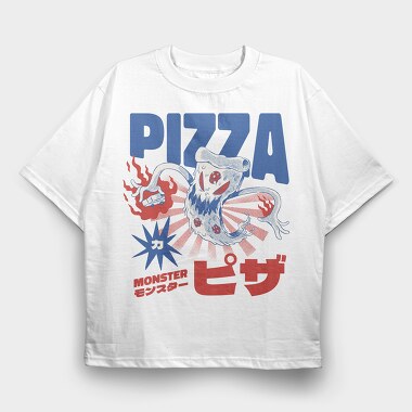 Pizza Monster, Tricou Oversize Barbati (Unisex)