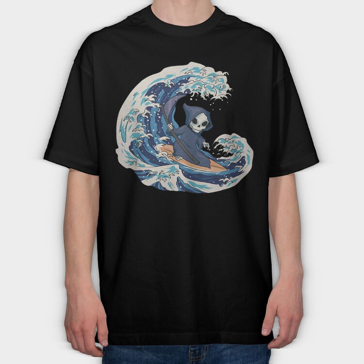 Grim Reaper Surfing, Tricou Oversize Barbati (Unisex)