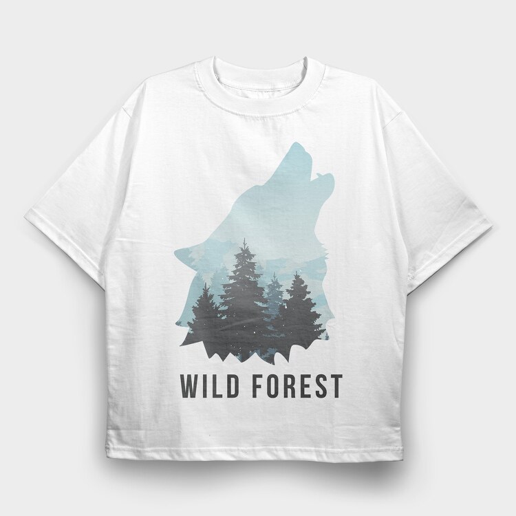 Wild Forest Wolf, Tricou Oversize Barbati (Unisex)