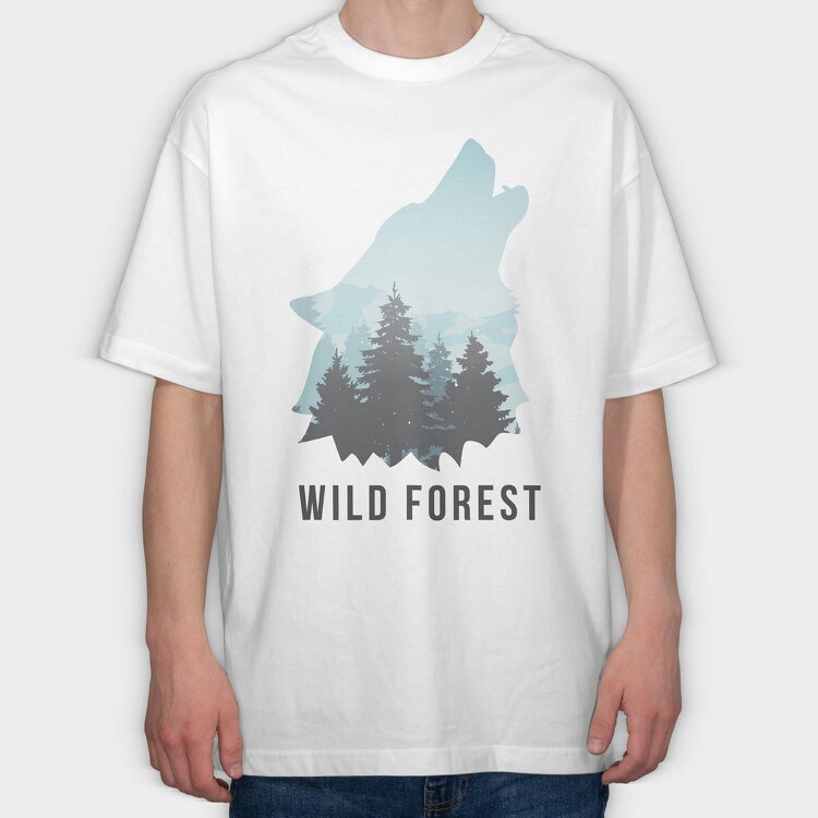 Wild Forest Wolf, Tricou Oversize Barbati (Unisex)