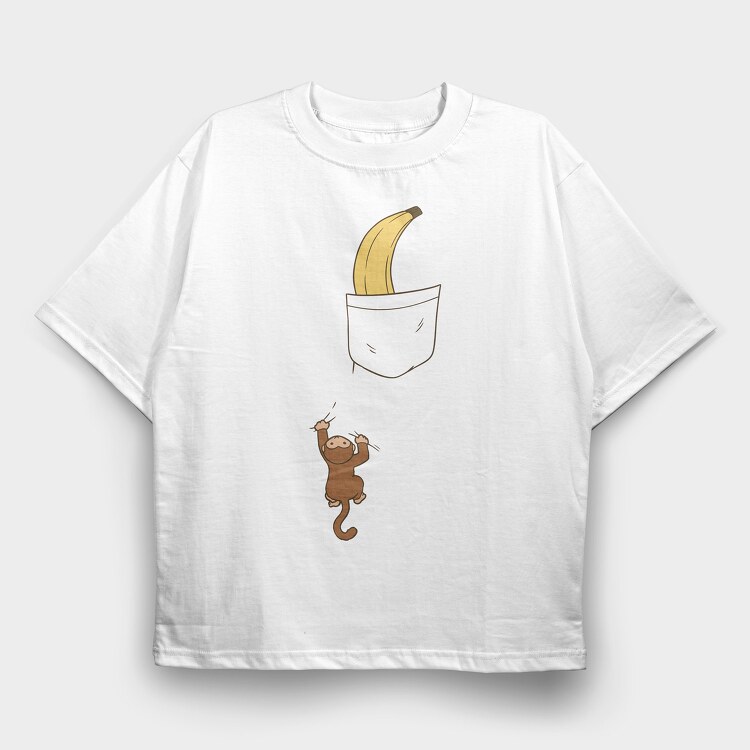 Pocket Monkey Banana, Tricou Oversize Barbati (Unisex)