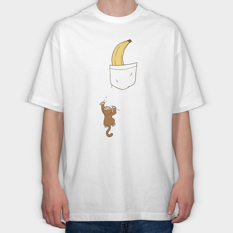 Pocket Monkey Banana, Tricou Oversize Barbati (Unisex)