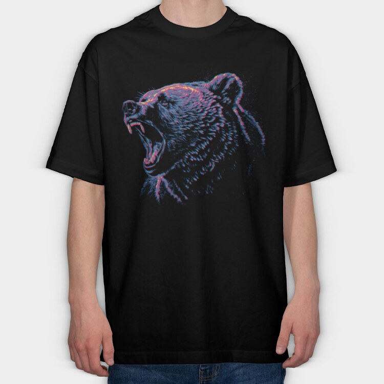 Grizzly Bear Roaring, Tricou Oversize Barbati (Unisex)
