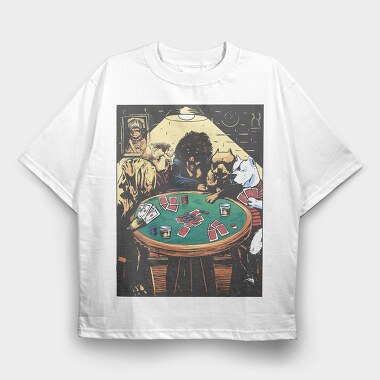 Poker Dogs, Tricou Oversize Barbati (Unisex)