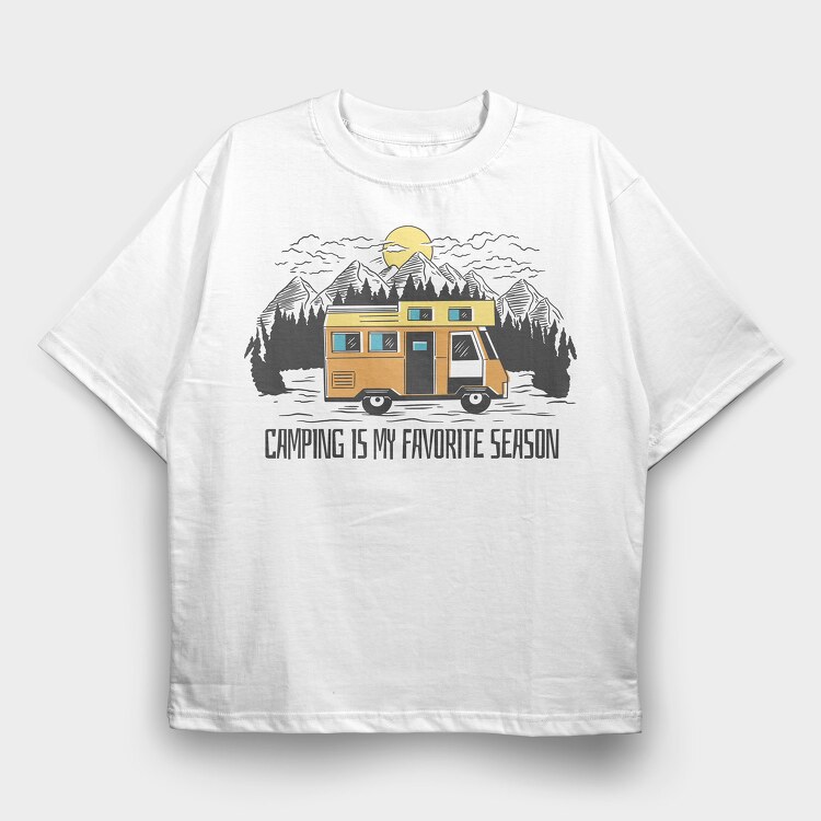 Camping Season, Tricou Oversize Barbati (Unisex)