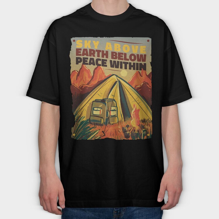 Camping Sky Above, Tricou Oversize Barbati (Unisex)