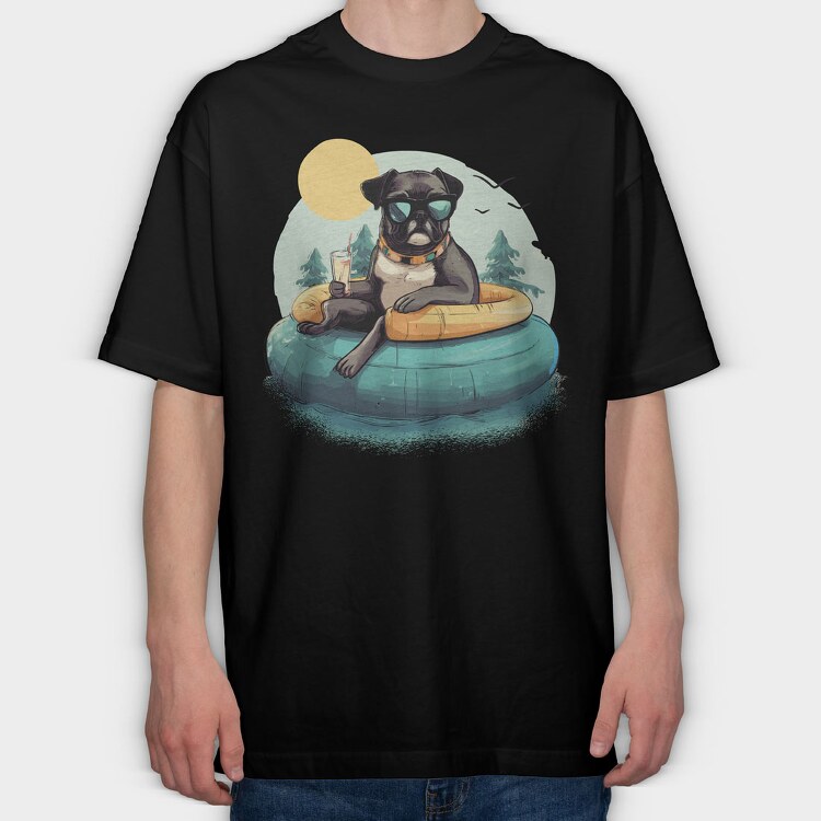 Pool Dog Summer, Tricou Oversize Barbati (Unisex)