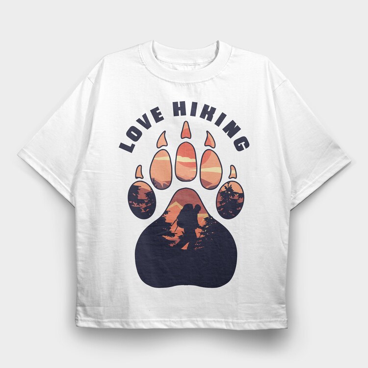 Love Hiking Bear Paw, Tricou Oversize Barbati (Unisex)