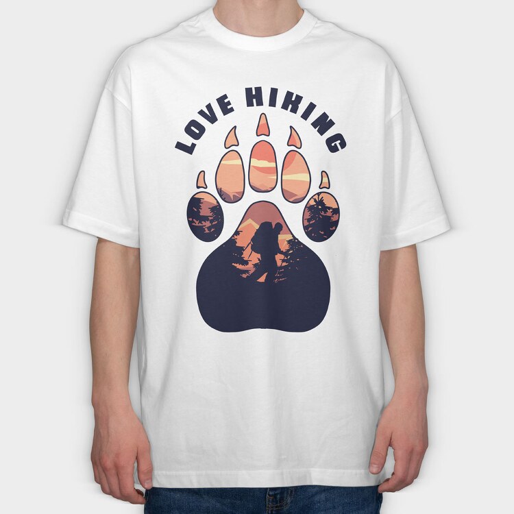 Love Hiking Bear Paw, Tricou Oversize Barbati (Unisex)