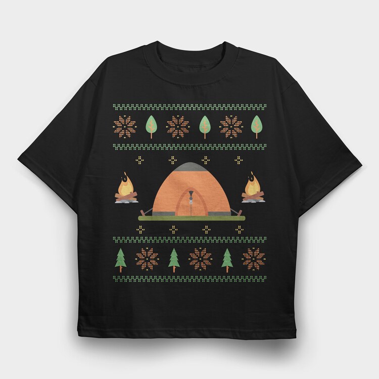 Camping Ugly Sweater, Tricou Oversize Barbati (Unisex)