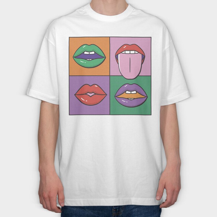 Pop Lips, Tricou Oversize Barbati (Unisex)